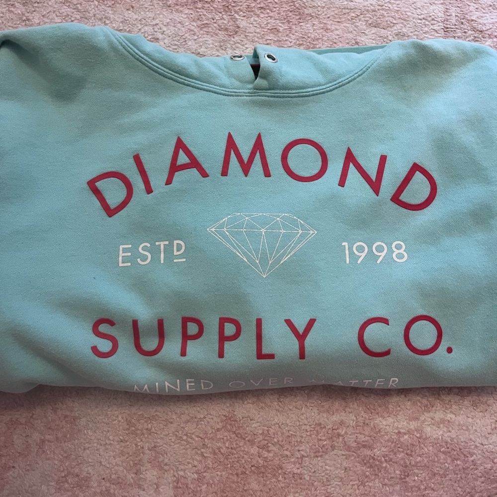 Oversized Diamond Supply Co. Aqua Crewneck with Red Accents